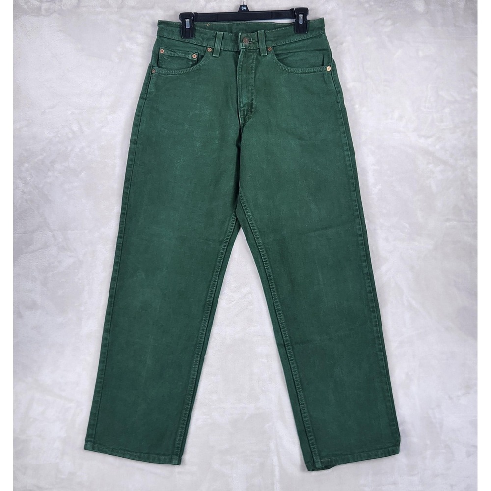 Vintage Levis 554 Jeans Mens 31x30 Green Relaxed Straight Denim 90s Made In USA